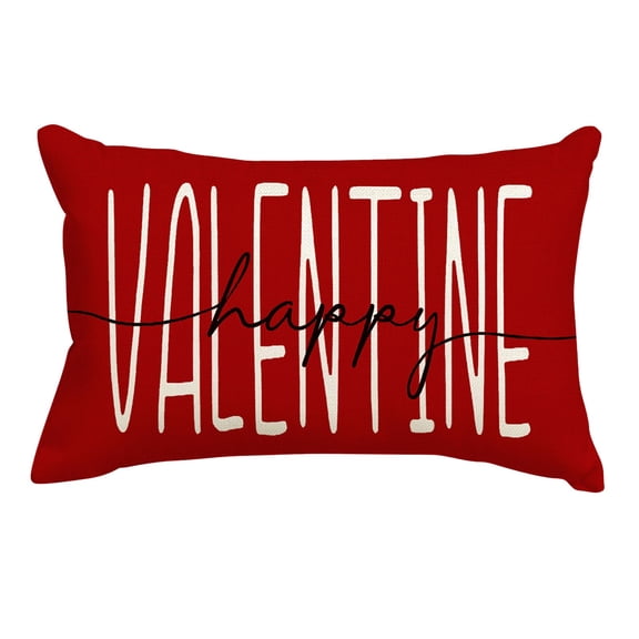 kjfeif Valentines Day Lumbar Pillow Covers 12X20 Inch Red Heart Valentine's Day Decorative Rectangular Pillow Cases Cute Holiday Throw Pillows Home Decor for Sofa Porch Couch Outdoor