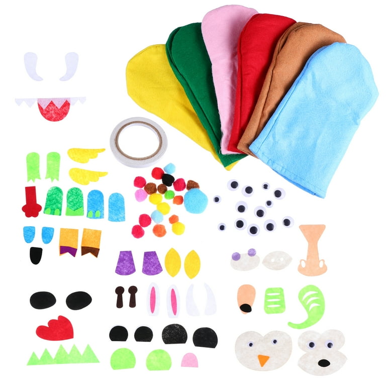 1 Set Kids Felt Craft Set Hand Puppet Making Kit DIY Art Craft Supplies 