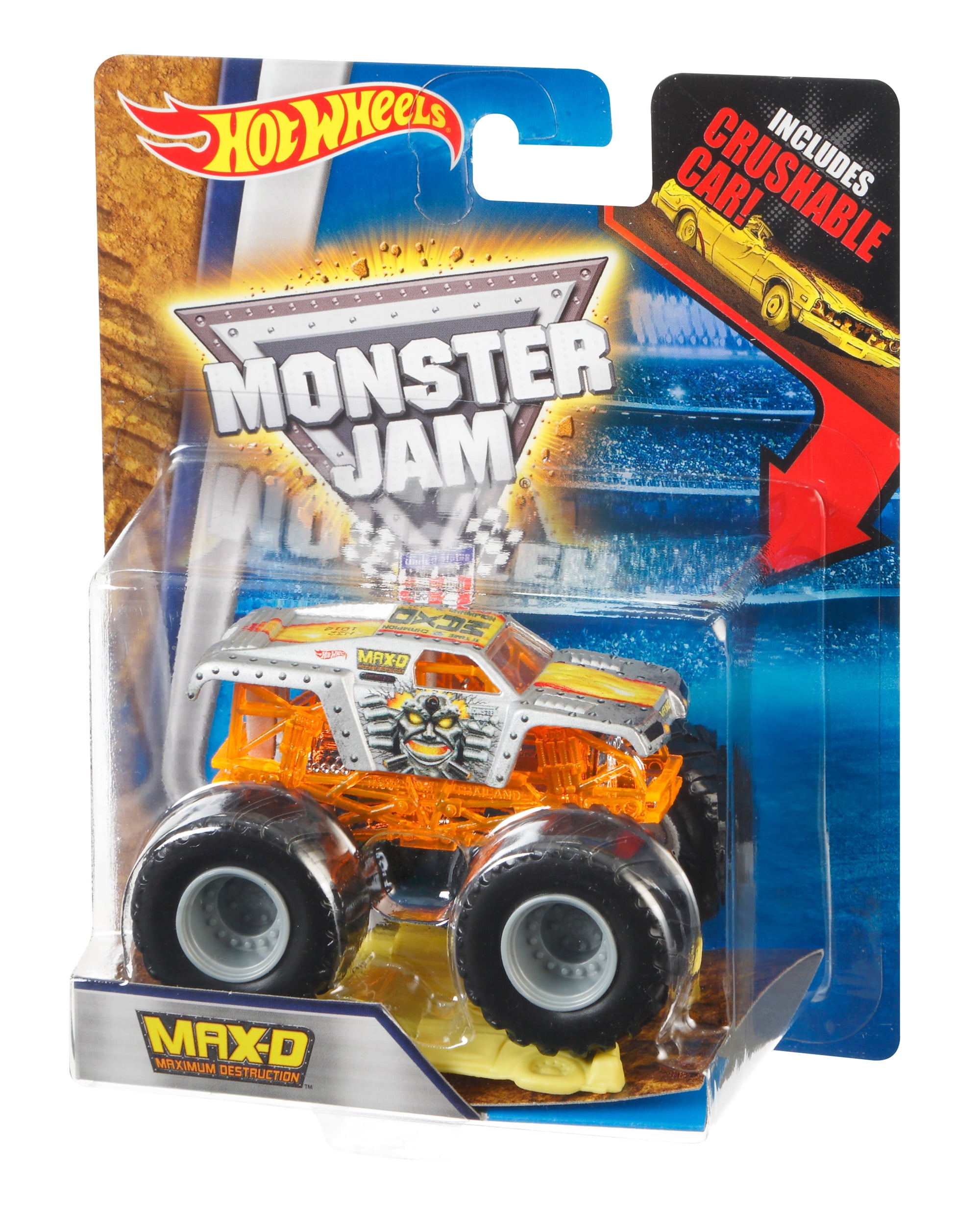 Hot Wheels Monster Jam Max-D (Edge Glow) with 2015 Crushed Car