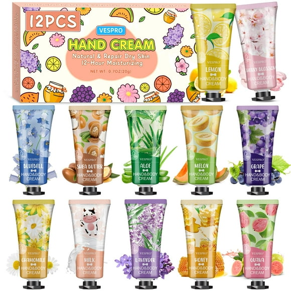 Set de cremas de manos VESPRO de 12 unidades, tamaño viaje, hidratantes