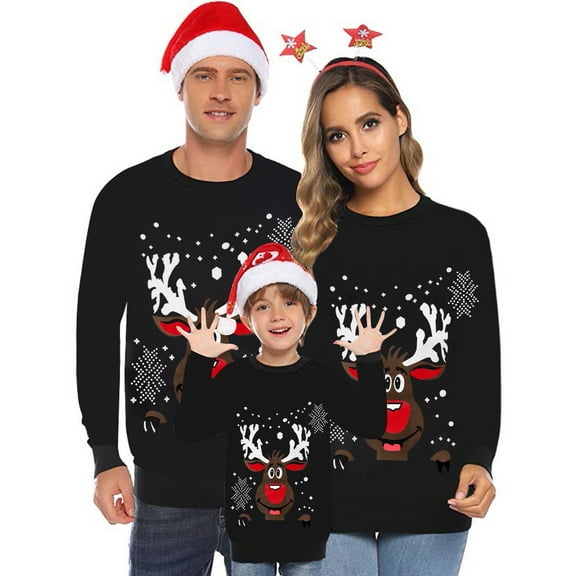 Christmas Sweatshirt Family Sets Matching Christmas Pullover Shirts Funny Pajama Tops Sleepwear Long Sleeve Holiday Sweaters