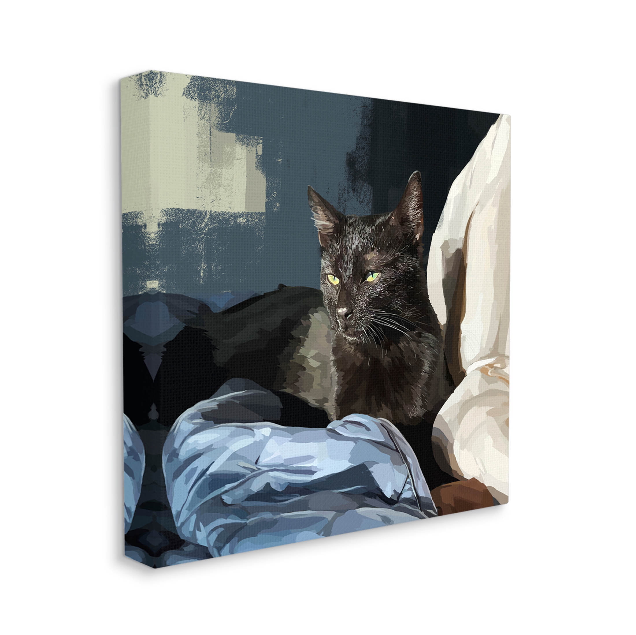 Stupell Industries Black Cat Lounging Comfy Bed Graphic Art Gallery Wrapped Canvas Print Wall Art, Design by Emily Kalina