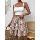 thumbnail image 4 of Minifaldas con estampado floral de algodón y rayón de TEELYNN para mujer, faldas cortas con cintura elástica y volantes vintage, faldas playeras bohemias de verano para mujer, 4 of 5