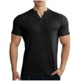 thumbnail image 2 of pstuiky camisetas de hombre, Camisa informal de manga corta con botones y cuello vuelto de color liso para hombre camisas casuales para hombre l, 2 of 4