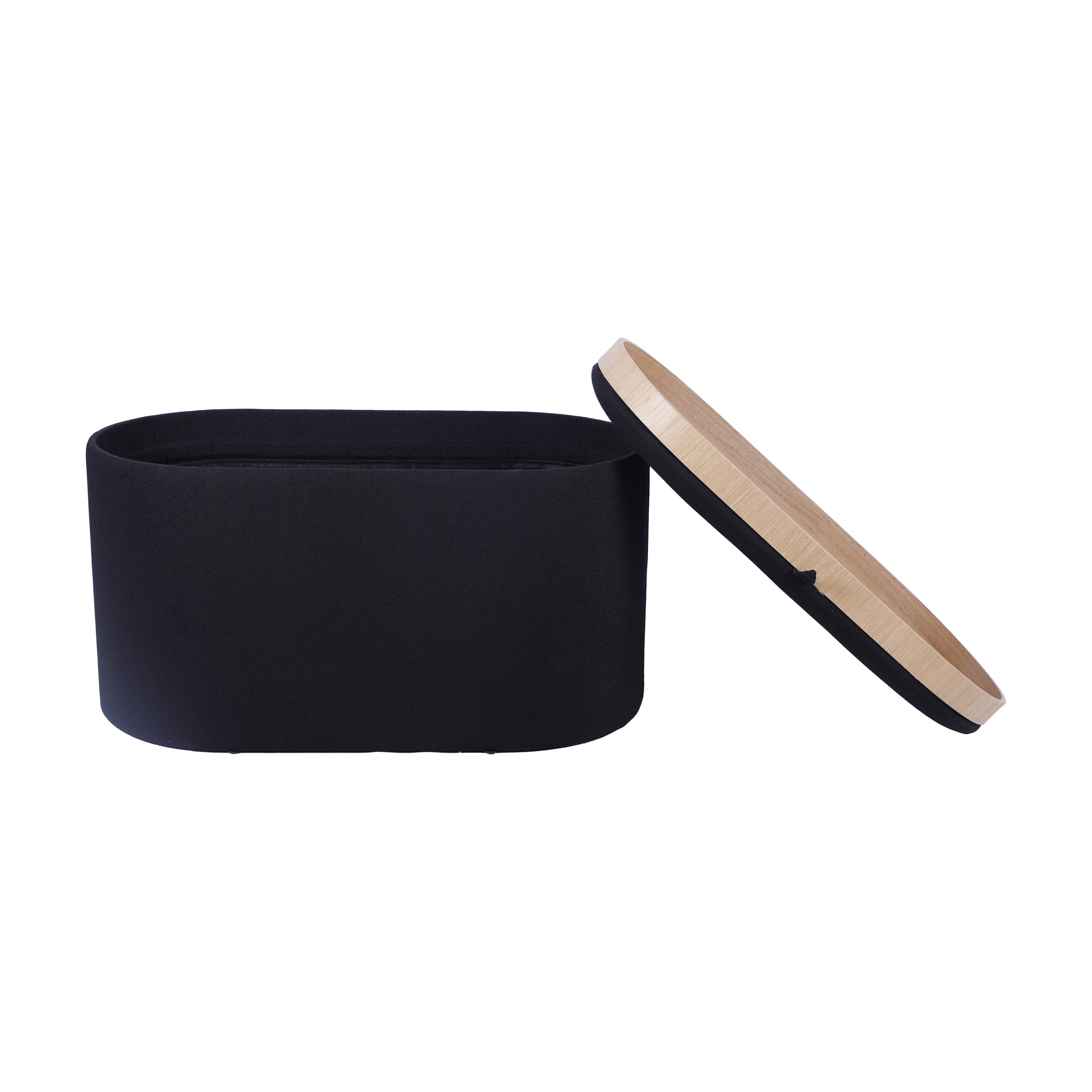 Techni Home Storage Ottoman with Reversible Tray Top, Black