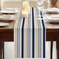thumbnail image 3 of Table Runners 72 Inches Long Dress Scarves, Khaki Grey Striped Farmhouse Kitchen/Dining Table Runner, Coffee Tablerunners, Navy Blue Farmhouse Stripes Abstract Art 13x72 Inch, 3 of 9