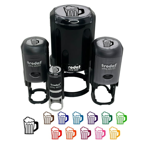 Beer Stein with Foam Self-Inking Rubber Stamp Ink Stamper - Sky Blue Ink - Small 3/4 Inch