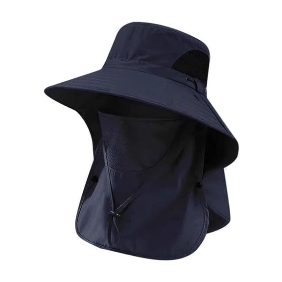 Sun Hat for women and Fishing Hat for Men Neck Flap, Face Cover, UPF 50 for Outdoor Hiking Use hats Set of 1 Navy Blue Hat