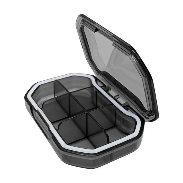 Sturdy Waterproof Travel Size Tablet Box 6 Compartments Small Pharmaceutical Or Small Jewelry Mini Container Gray Blue Green