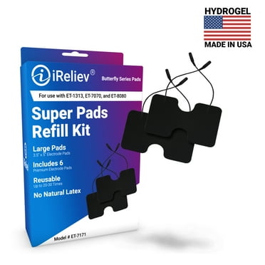 XL Replacement Electrode Pads (Extra Large) for TENS unit or EMS Muscle Stimulator from iReliev