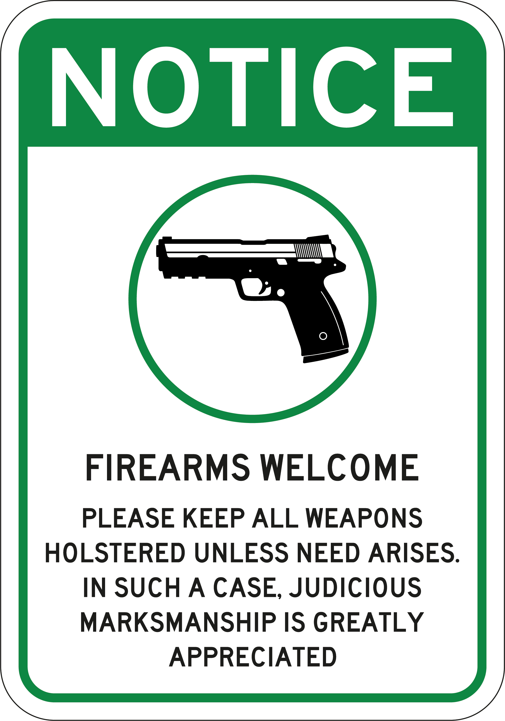 Guns Allowed sign 7"x 10" commercial aluminum with predrilled holes
