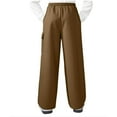 thumbnail image 6 of BRGZLK Kids Fall Winter Sweatpants Fashion Solid Color Elastic Waist Straight Leg Pants Casual Outerwear Athletic Trousers with Pockets Brown 7-8 Years, 6 of 8