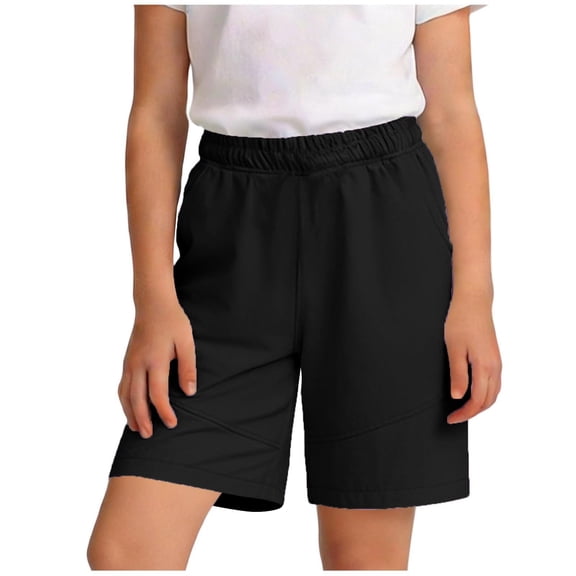 ATOGUTA Girls Running Shorts Lightweight Running Shorts for Teen Girls Kids Sports Active Short with Pocket and Elastic Size 4T-16, Black