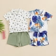 thumbnail image 3 of Douhoow Kids Boys Beach Clothing 6 12 18 Months 2T 3T Toddler Short Sleeve Tropical Print Shirts Elastic Waist Shorts 2Pcs Set, 3 of 9