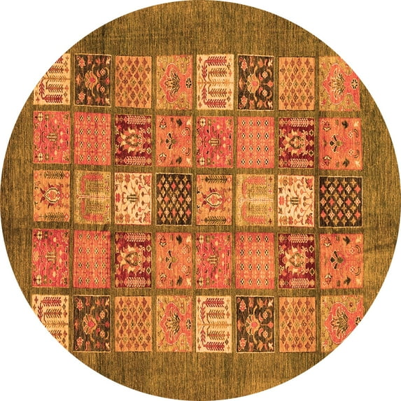 Ahgly Company Indoor Round Abstract Orange Modern Area Rugs, 5' Round