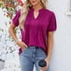thumbnail image 1 of Fiudx Tops para Mujer Camiseta Elástica con Volantes y Cuello En V Informal de Manga Corta para Primavera y Verano para Mujer, 1 of 3