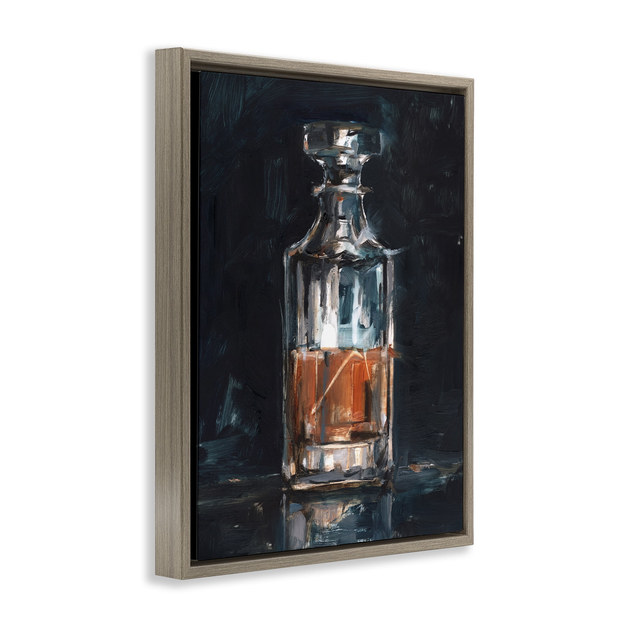 Stupell Industries Bar Whiskey Decanter Food & Beverage Painting Brown Floater Framed Art Print Wall Art, 25 x 31