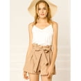 thumbnail image 3 of Pantalones Cortos De Verano Para Mujer Allegra K Día de San Patricio Con Cintura Alta Plisada Caqui XL, 3 of 6