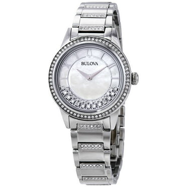Bulova Diamond White Mother of Pearl Dial Ladies Watch 96R105