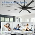 thumbnail image 3 of ALKAFY 84 inch Industrial Ceiling Fan - No Light, 8 ABS Blades, 6-Speed DC Motor, Remote for Warehouse, Large Room, 3 of 10