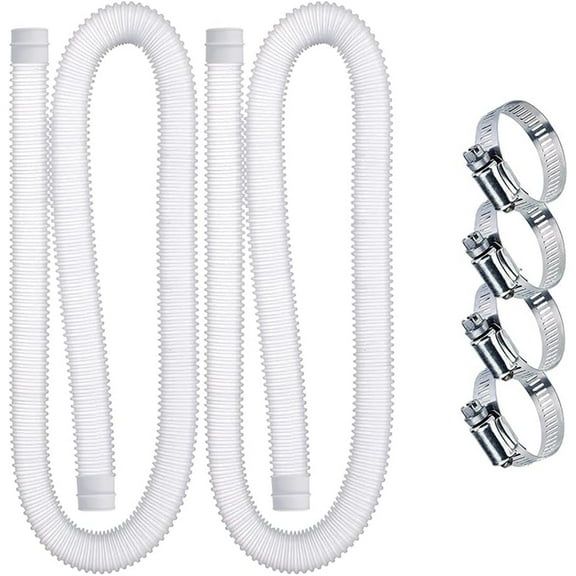 2Pcs Replacement Hose,QZS Swimming Pool Filter Replacement Hose for Above Ground Pools with 4 Metal Clamps,59” Long 1.25" Diameter Pool Hose