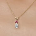 thumbnail image 3 of Gem Stone King 14K Yellow Gold DEF Lab Grown Diamond and Red Ruby Pendant Necklace for Women | 0.61 Cttw | Gemstone April Birthstone | Pear Shape 7X5MM | With 18 inch Chain, 3 of 6