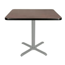 Hampden Furnishings Bennet Collection Steel Frame 36" Square Top, X Base, 30" Height, Cafe Table Grey Frame/Mahogany Top