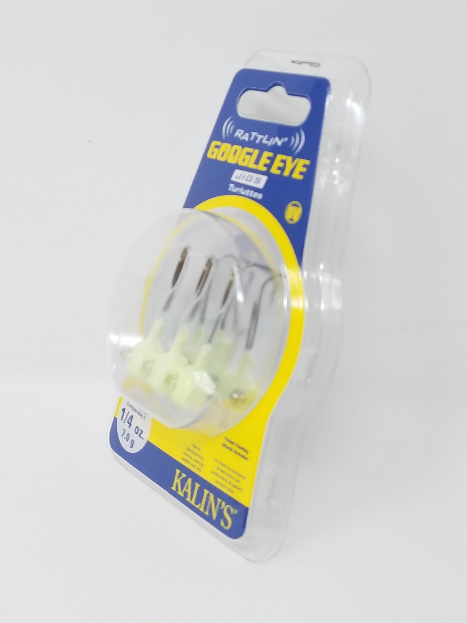 Kalins Google Eye Rattlin Fishing Jig, White, 1/4 oz, Freshwater, Lake
