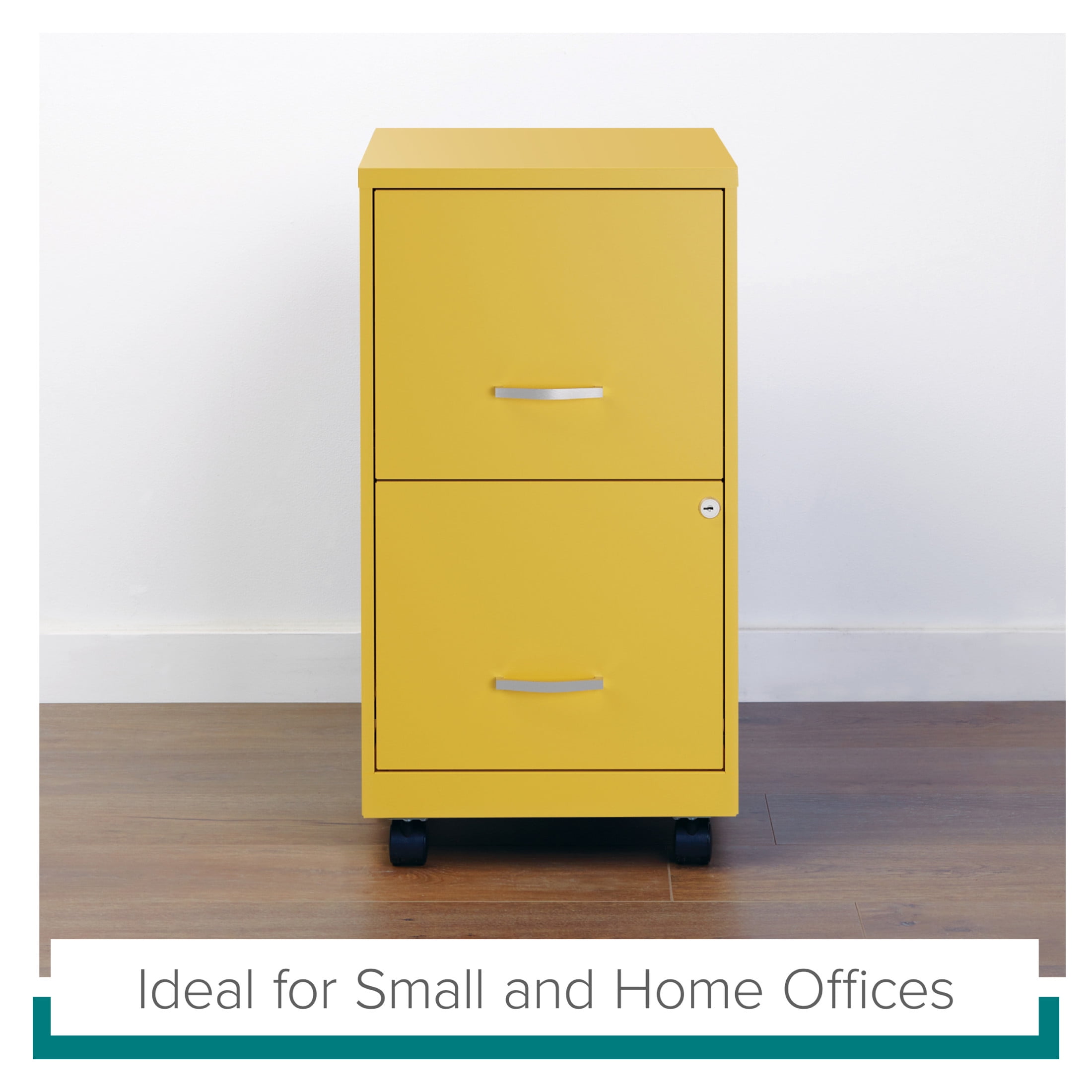 Space Solutions 18" Deep 2 Drawer Mobile Letter Width Vertical File Cabinet, Yellow