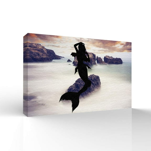 wall26 Canvas Wall Art Elegant Mermaid Pictures Home Wall Decorations for Bedroom Living Room Paintings Canvas Prints Framed - 16x24 inches