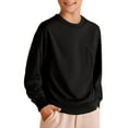 thumbnail image 2 of Staki Long Sleeve Performance Tops Classic Long Sleeve Tee for Kids Basic Crewneck Shirt Regular Fit Casual Top(Black,6-7 Years), 2 of 4