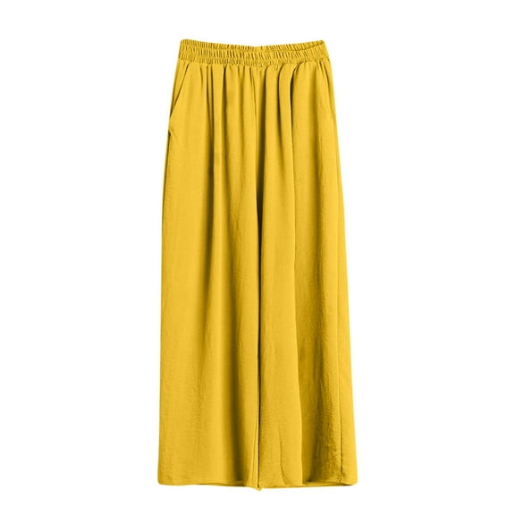 zbxnLI Women's Lounge Pants Plus Size Wide Leg Pants Elastic Waist Casual Loose Long Pants with Pockets