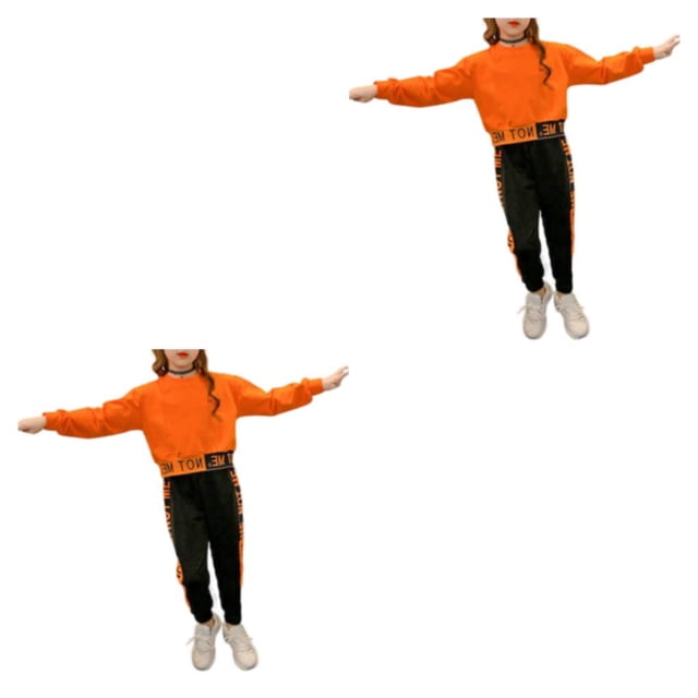 Sonducket Viajar Senderismo Niñas Deportes Camisa Pantalones Conjunto Fiesta Correr Jogging Ejercicio Niños Tops Pantalones Naranja 110 cm Naranja 110cm 2Conjunto