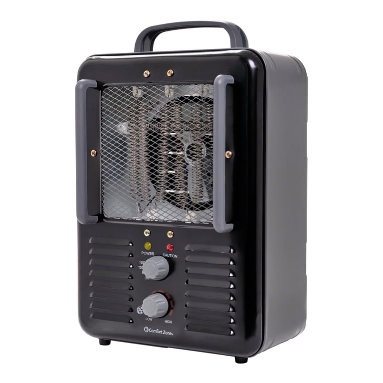 Comfort Zone 1,500-Watt Milkhouse Style Electric Portable Utility Heater  with Adjustable Thermostat, Overheat Protection, and Safety Tip-Over  Switch, Black - Walmart.com