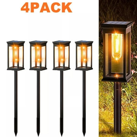 Outdoor Solar Lights for Garden Pathway, Modern Design, Adjustable Height, IP67 Waterproof, 4-Pack