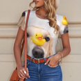 thumbnail image 4 of KLL Women 's Crew Neck Bodysuit Jumpsuits The Dog Is Sitting In A Bubble Bath Print Short onesies Stretch T Shirts, 4 of 5