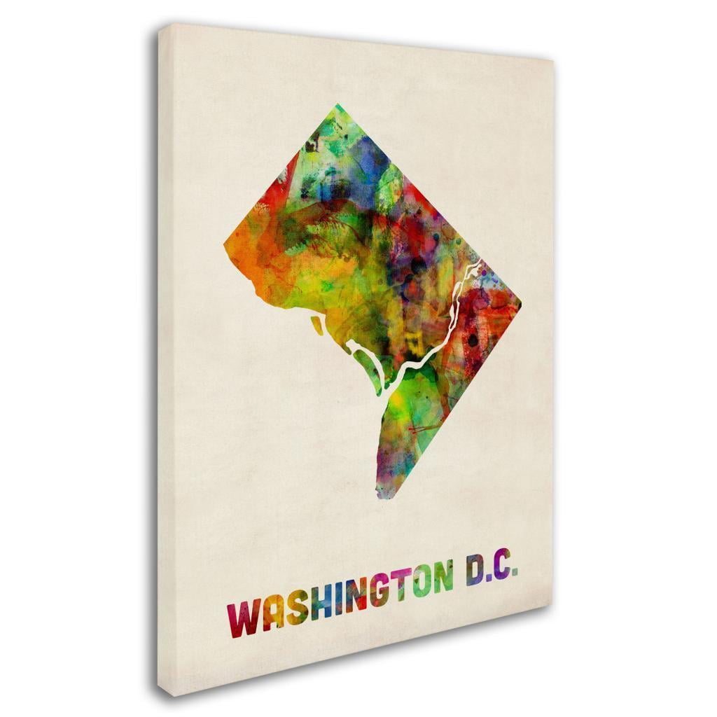 Trademark Fine Art "Washington D.C. Map" Canvas Wall Art by Michael Tompsett