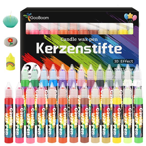 Set de plumas para cera de velas GooBoom, kit de pintura para velas de 26 colores