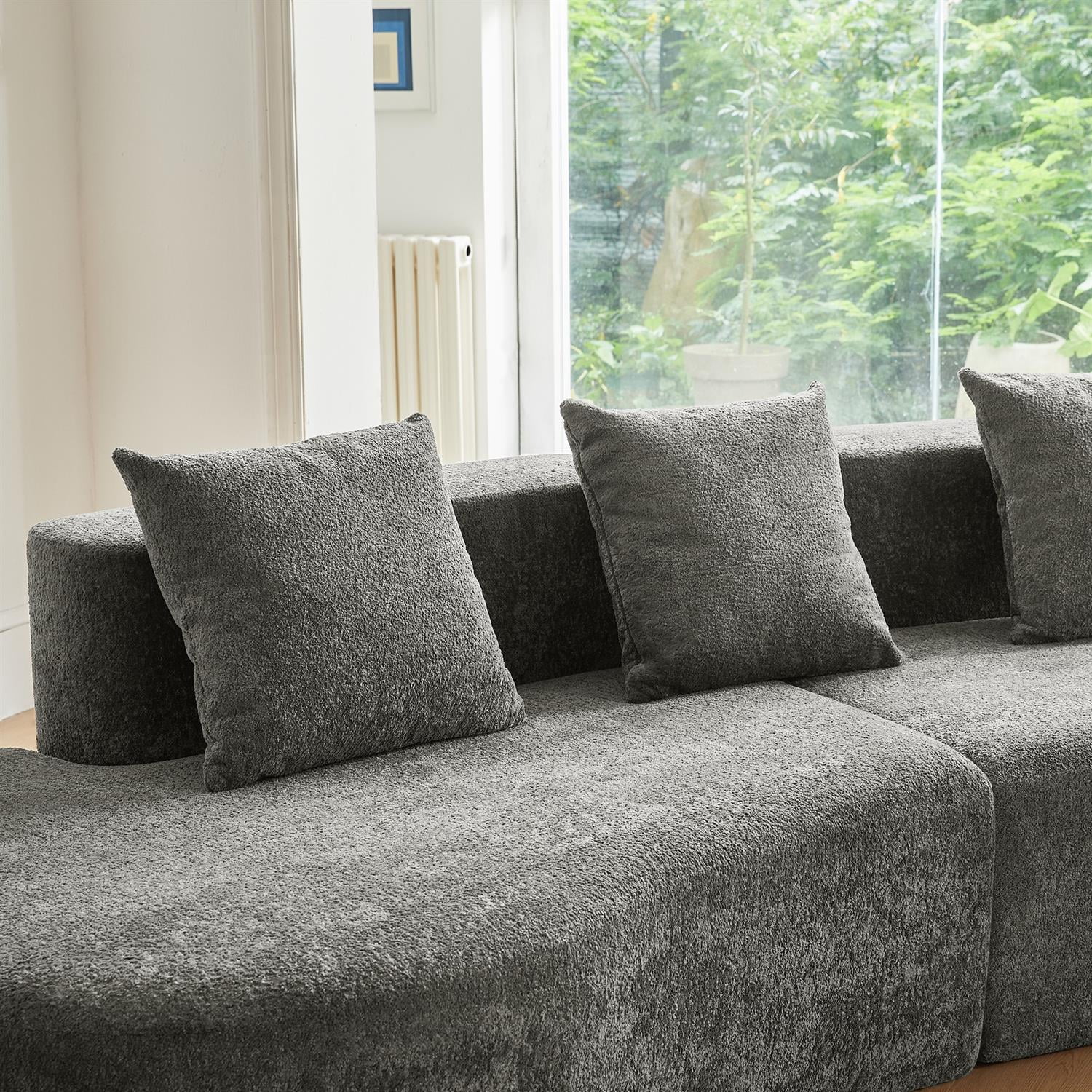 Demi Bonn 109" Modern Curved Sectional Sofa, Large 5-Seater Couch for Living Room and Apartment, Easy Assembly, Gray