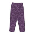 thumbnail image 5 of Naloa Retro Florals Purple Print Women’s Ultra-Soft Comfy Pajama Lounge Pants with Pockets & Drawstring, 5 of 8