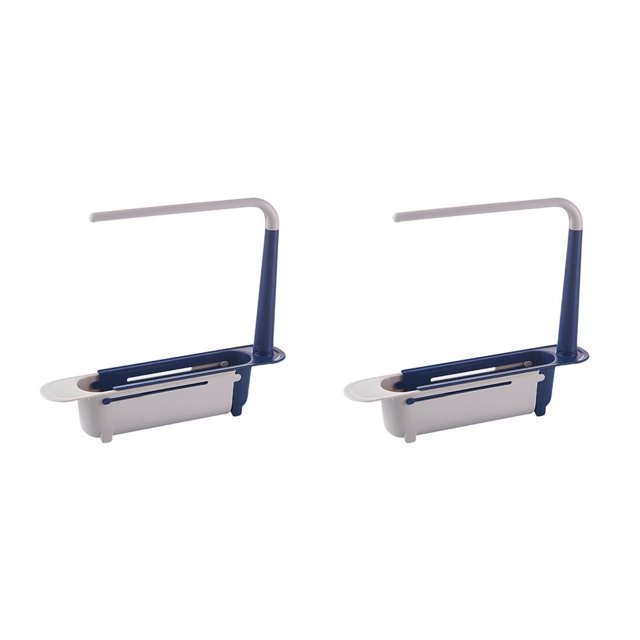 Matsuzay Estante para fregadero de cocina, desagüe de secado telescópico ajustable, cepillo de limpieza para baño, soporte de esponja, accesorios de Azul 2piezas Matsuzay CBP341324