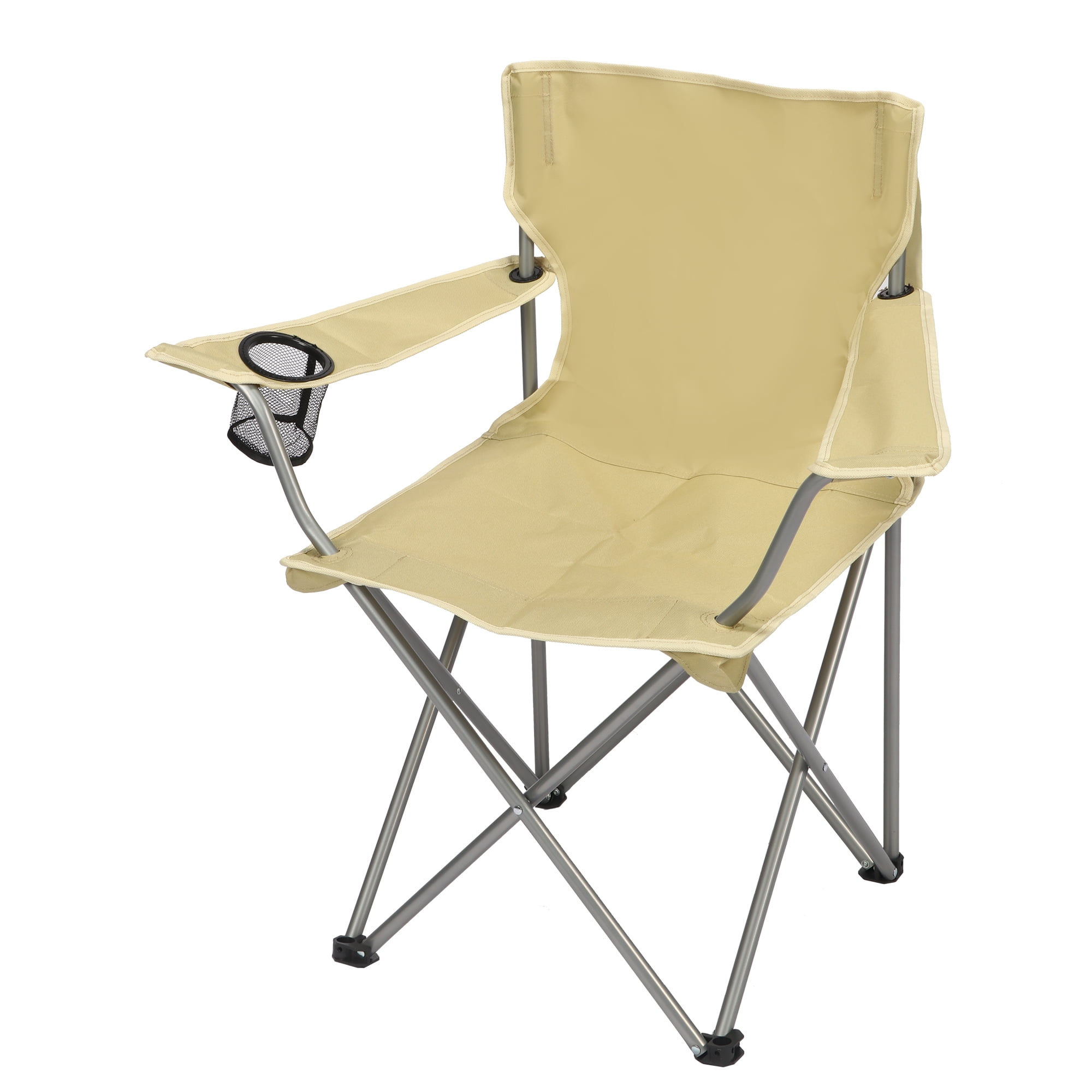 Ozark Trail Quad Folding Camp Chair with Cup Holder, Gold