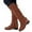 Brown, variant on Jsaierl Knee High Boots For Womens Strappy Motorcycle Knee High Boots Winter Lace Up Riding Flat Low Heel Shoes