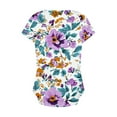 thumbnail image 5 of JTZGDY Womens Summer Short Sleeve T-Shirts Cute Floral Printed Button Wrap Cross V Neck Graphic Tunic Tops Trendy Business Work Blouse Purple M, 5 of 6