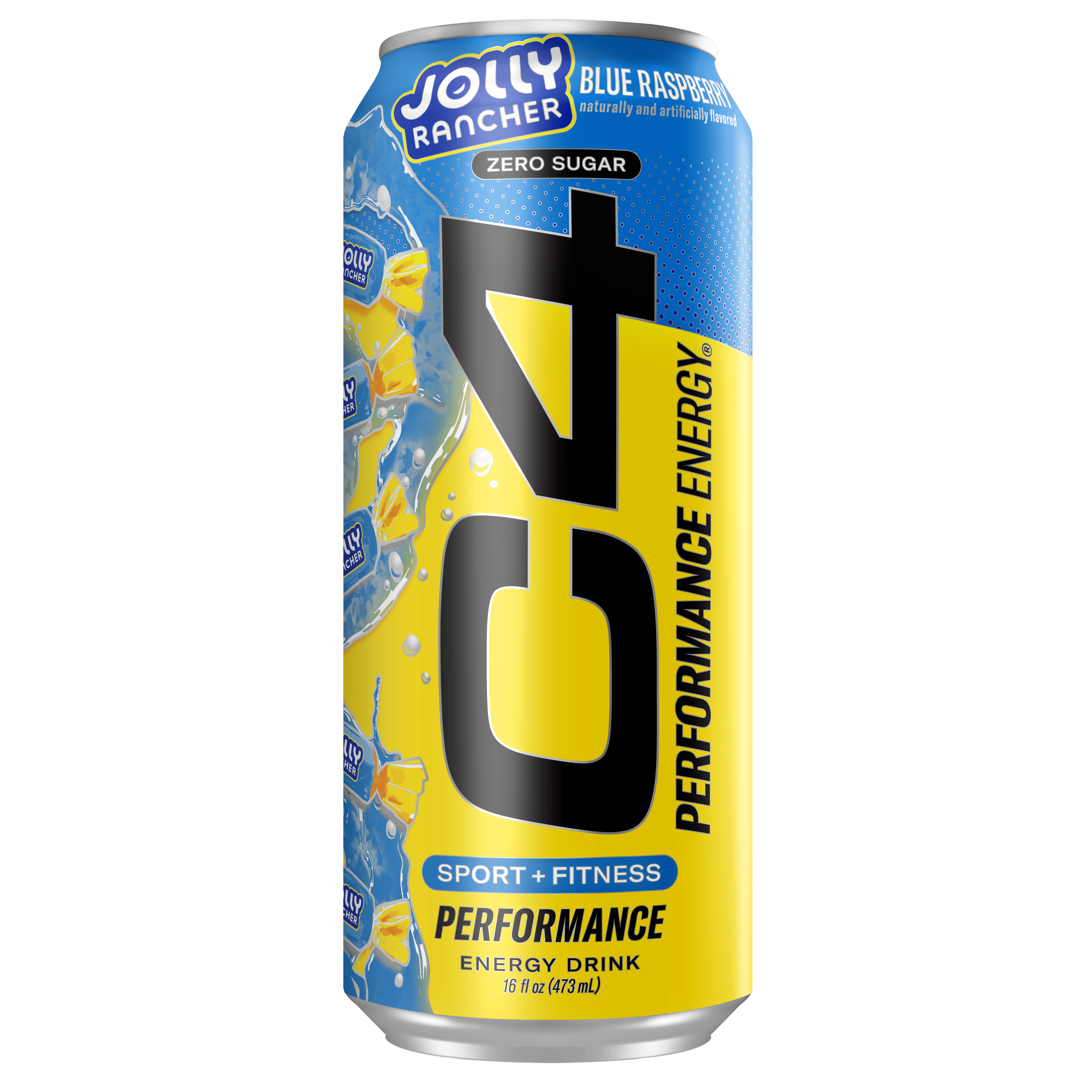 (4 pack) C4 Performance Energy Drink, Jolly Rancher Blue Raspberry, 16 fl oz Single Can