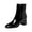 Black, variant on Women Patent Leather GOGO Boots Square Toe Chunky Heel Ankle Boots Side Zip Block Heel Winter Booties