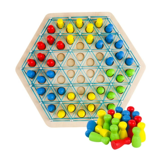 Juego de mesa triangular, ajedrez en cadena, juego familiar, divertido juguete de ingenio, juego de banda elástica triangular, juego interactivo para