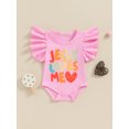 thumbnail image 2 of FEORJGP Kids Infant Girls Summer Casual One-piece Rompers 0 3M 6M 12M 18M Toddler Baby Flying Sleeve Jumpsuits Letter Print Crewneck Bodysuits Little Girl Fashion Loose Comfy Tops Clothes for Daily, 2 of 7
