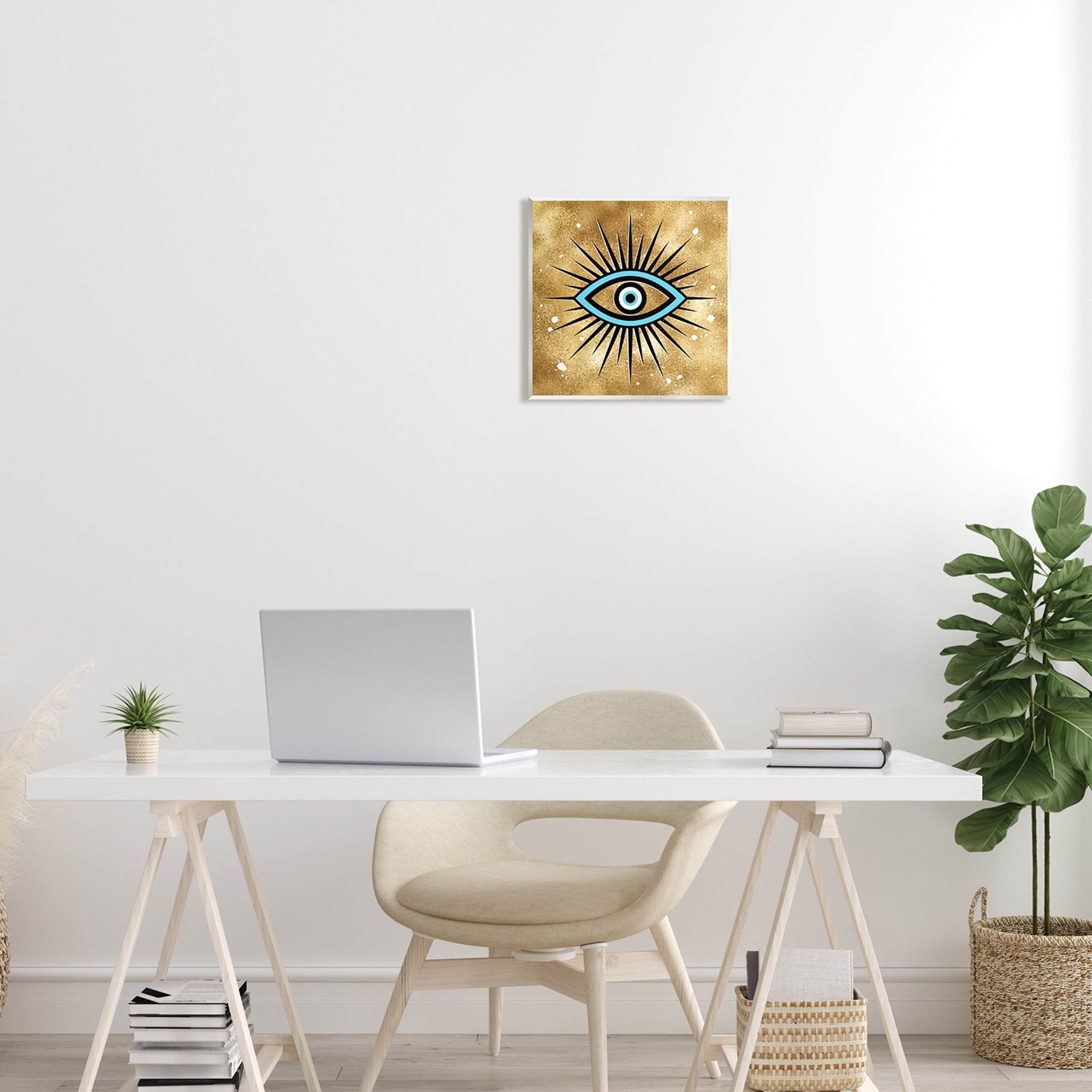 Stupell Industries Evil Eye on Speckled Glam Abstract Painting Unframed Art Print Wall Art, 12 x 12