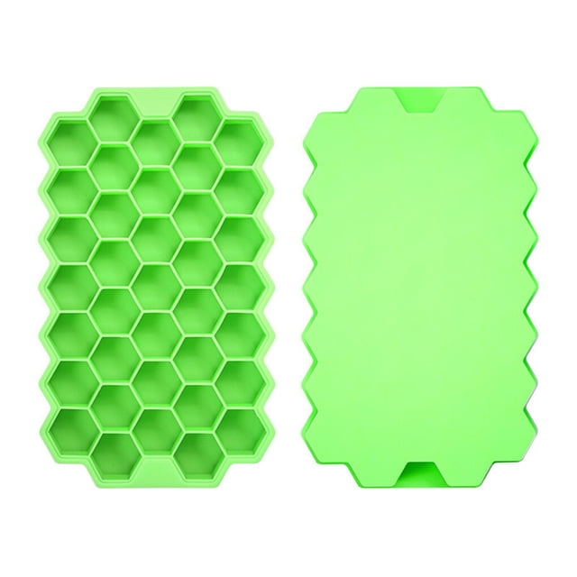 Matsuzay Bandeja para cubitos de hielo con cavidad de 37 rejillas, molde para hacer cubitos de hielo en forma de panal con tapas para moldes de Herramientas y accesorios para hornear Verde